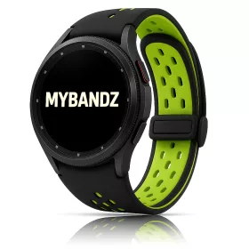   MYBANDZ Lélegző mágneszáras szilikon óraszíj /fekete-zöld Galaxy Watch 4-5-6-7