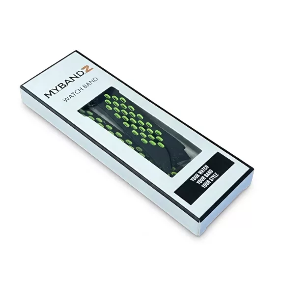 MYBANDZ Lélegző mágneszáras szilikon óraszíj /fekete-zöld Galaxy Watch 4-5-6-7
