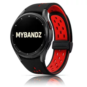   MYBANDZ Lélegző mágneszáras szilikon óraszíj /fekete-piros Galaxy Watch 4-5-6-7-7