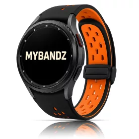   MYBANDZ Lélegző mágneszáras szilikon óraszíj /fekete-narancs Galaxy Watch 4-5-6-7/20 mm