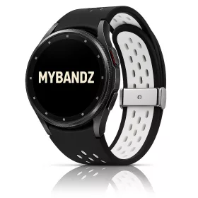   MYBANDZ Lélegző mágneszáras szilikon óraszíj /fekete-fehér Galaxy Watch 4-5-6-7-7
