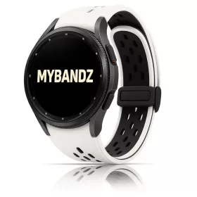   MYBANDZ Lélegző mágneszáras szilikon óraszíj /fehér-fekete Galaxy Watch 4-5-6-7-7