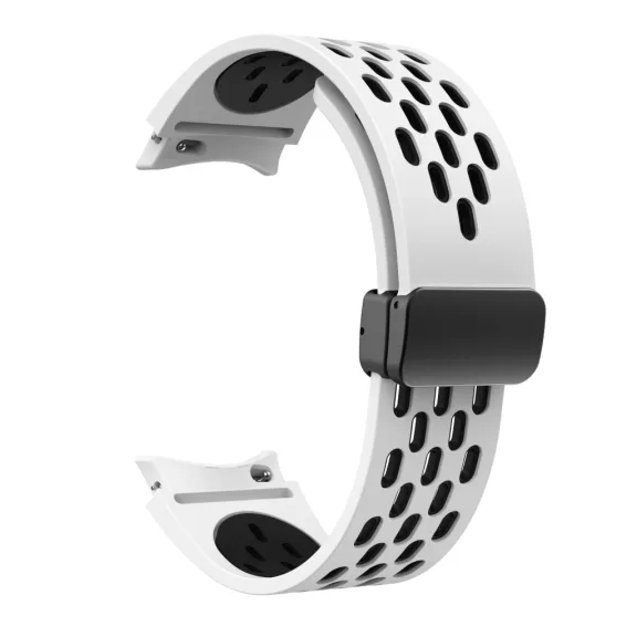 MYBANDZ Lélegző mágneszáras szilikon óraszíj /fehér-fekete Galaxy Watch 4-5-6-7-7