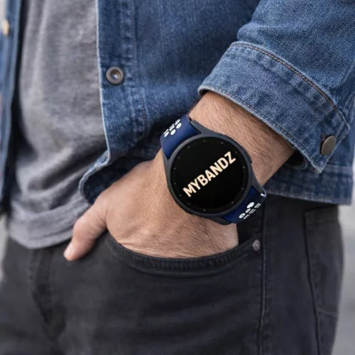 MYBANDZ Lélegző mágneszáras szilikon óraszíj /kék-fehér Galaxy Watch 4-5-6-7-7