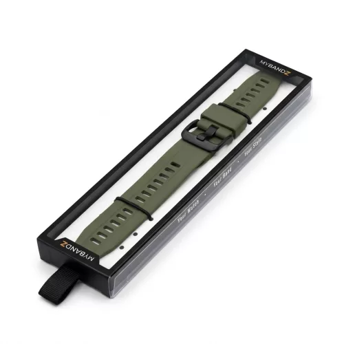MYBANDZ Sportos szilikon óraszíj - khaki (Garmin 26mm QF)