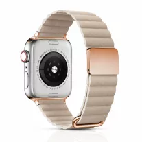   Apple Watch mágneses bőróraszíj fém csattal /bézs/ 40/41 és 42mm