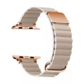   Apple Watch mágneses bőróraszíj fém csattal /bézs/ 40/41 és 42mm