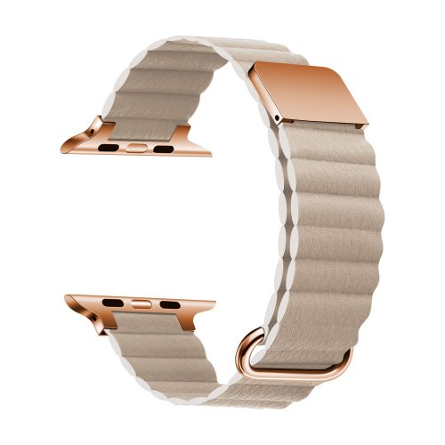 Apple Watch mágneses bőróraszíj fém csattal /bézs/ 38/40/41 mm