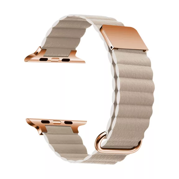 Apple Watch mágneses bőróraszíj fém csattal /bézs/ 40/41 és 42mm