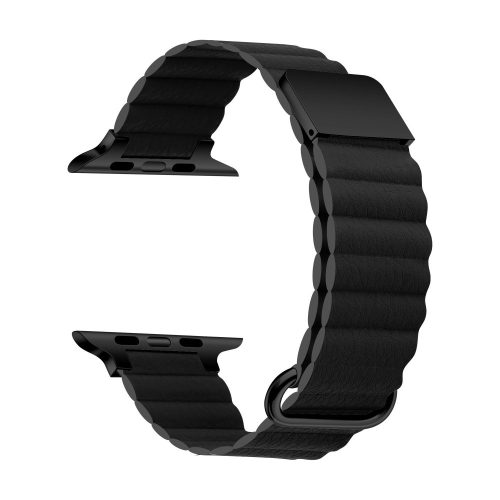 Apple Watch mágneses bőróraszíj fém csattal /fekete/ 38/40/41 mm
