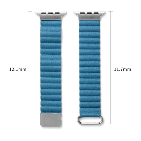 Apple Watch mágneses bőróraszíj fém csattal /kék/ 40/41 és 42mm