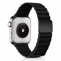   Apple Watch mágneses bőróraszíj fém csattal /fekete/ 44/45/46/49 mm