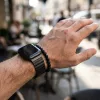 Apple Watch mágneses bőróraszíj fém csattal /fekete/ 44/45/46/49 mm
