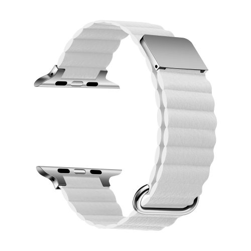Apple Watch mágneses bőróraszíj fém csattal /fehér/ 42/44/45/49 mm