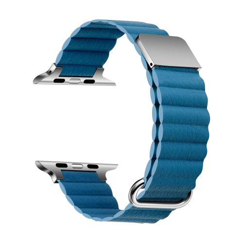 Apple Watch mágneses bőróraszíj fém csattal /kék/ 42/44/45/49 mm