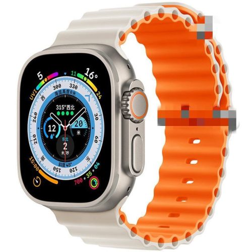 Apple Watch Ocean szilikon óraszíj / bézs-narancssárga / 42/44/45/49 mm