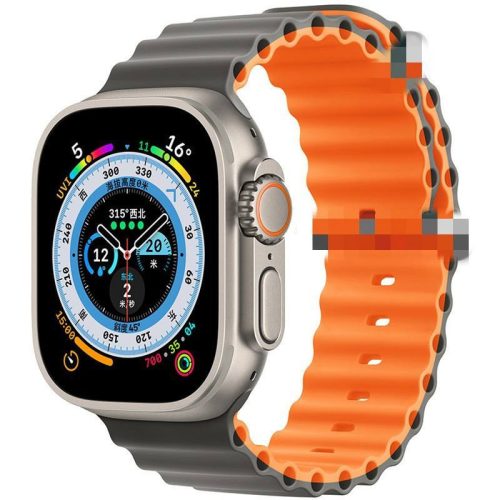 Apple Watch Ocean szilikon óraszíj / sötétszürke-narancssárga / 42/44/45/49 mm