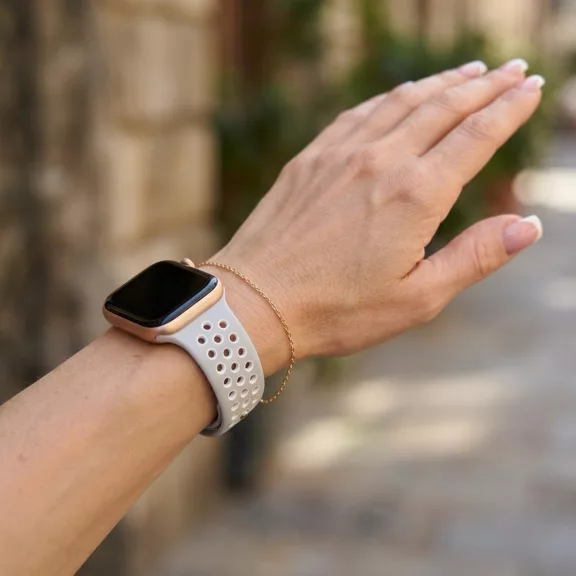 Apple Watch lélegző szilikon óraszíj /szürke-fehér/ 44/45/46/49 mm