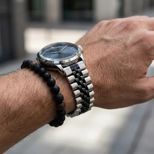 MYBANDZ Steel'o fém óraszíj /ezüst-fekete/ 20mm