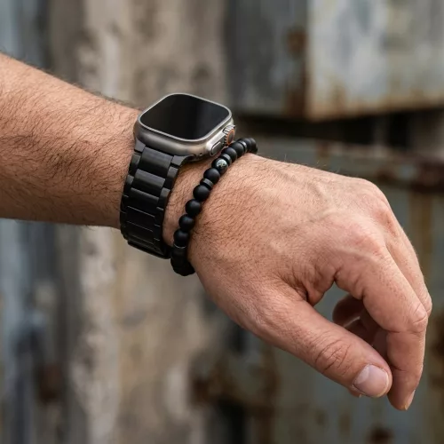 Apple Watch Titán fém óraszíj /fekete/ 44/45/46/49 mm