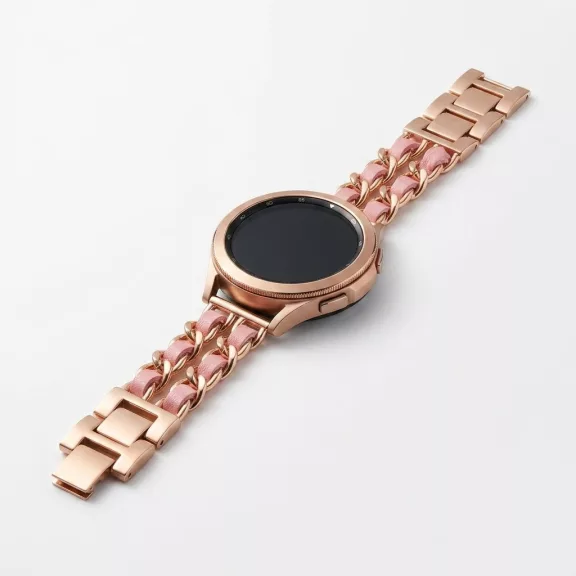 Mybandz  fém és bőr karkötő óraszíj /rosegold-pink/ 20 mm