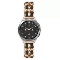   Mybandz  fém és bőr karkötő óraszíj /rosegold-fekete/ 20 mm