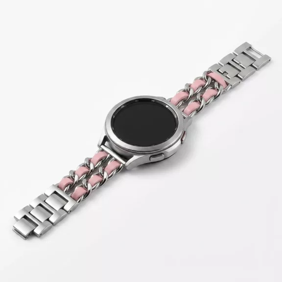 Mybandz  fém és bőr karkötő óraszíj /ezüst-púder/ 20 mm