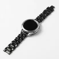   Mybandz  fém és bőr karkötő óraszíj /fekete-fekete/ 20 mm