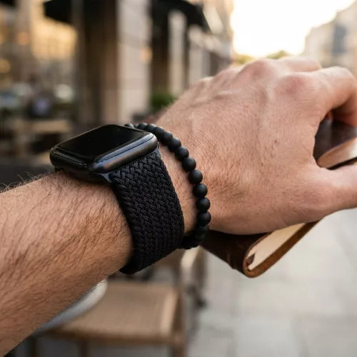 Apple Watch állítható fonott óraszíj /fekete/ 40/41 és 42mm