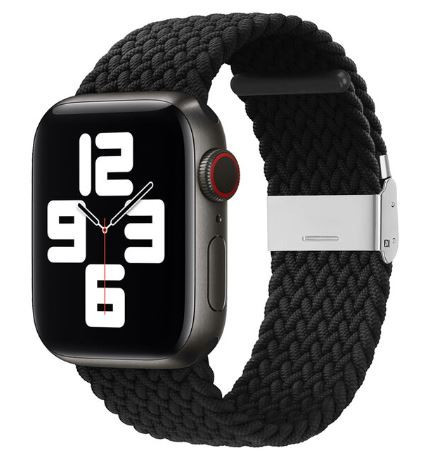 Apple Watch állítható fonott szövet óraszíj /fekete/ 42/44/45/49 mm