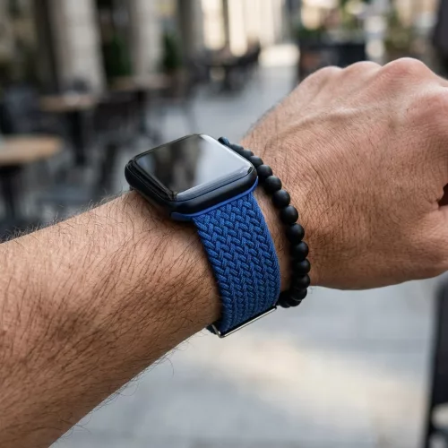 Apple Watch állítható fonott szövet óraszíj /kék/ 44/45/46/49 mm