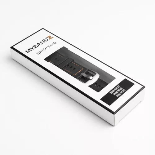 MYBANDZ Kívül puha bőr belül szilikon óraszíj/fekete-barna varrás/Samsung Galaxy Watch Ultra