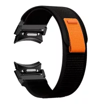   MYBANDZ Tépőzáras puha szövet óraszíj Samsung Galaxy Watch 4-5-6-7/fekete-narancs/ 20mm