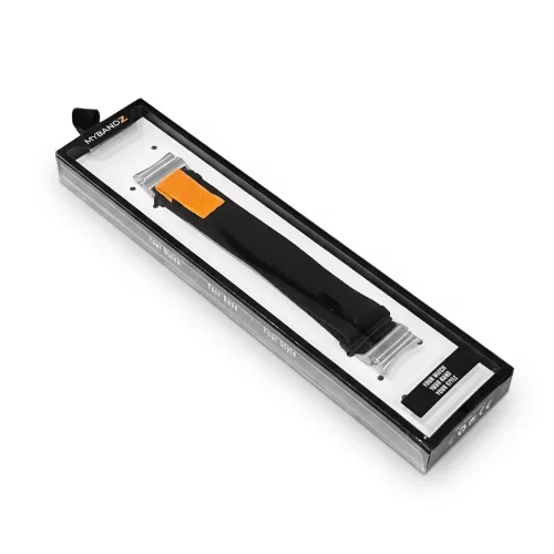 MYBANDZ Tépőzáras puha szövet óraszíj Samsung Galaxy Watch 4-5-6-7/fekete-narancs/ 20mm