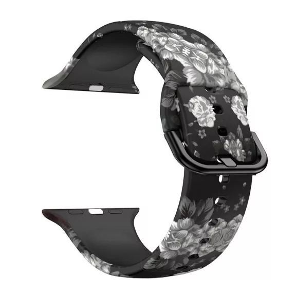 Apple Watch csatos szilikon óraszíj /blackflower/ 40/41 és 42mm