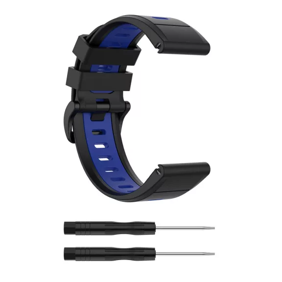 MYBANDZ Sportos két színű szilikon óraszíj - fekete-kék (Garmin 26mm QuickFit)