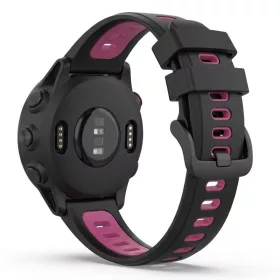   MYBANDZ Sportos két színű szilikon óraszíj - fekete-pink (Garmin 26mm QF)