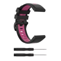   MYBANDZ Sportos két színű szilikon óraszíj - fekete-pink (Garmin 26mm QuickFit)
