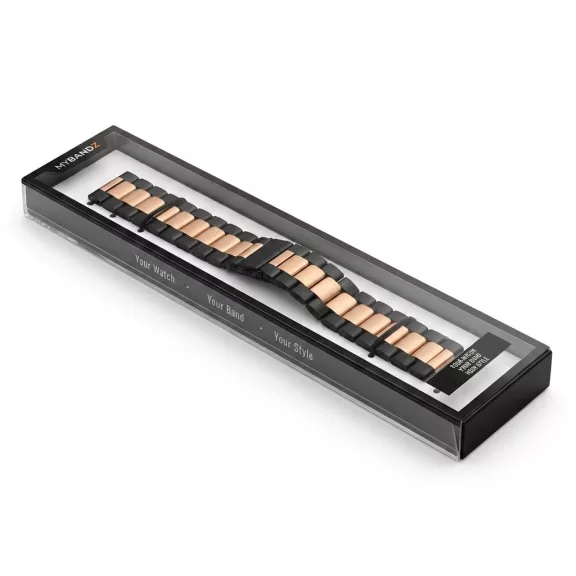 MYBANDZ Klasszikus fém óraszíj / fekete-rosegold / 20mm