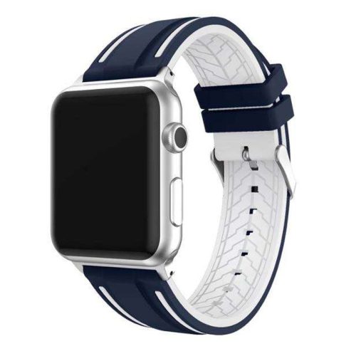 Apple Watch sportos szilikon óraszíj /kék-fehér/ 42/44/45/49 mm