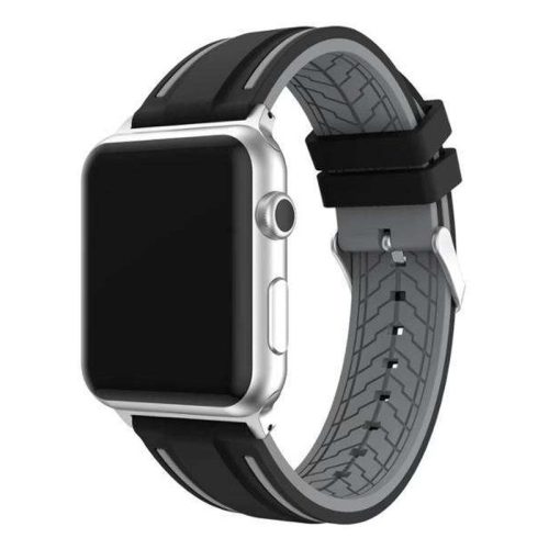 Apple Watch sportos szilikon óraszíj /fekete-szürke/ 42/44/45/49 mm