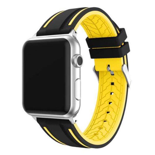 Apple Watch sportos szilikon óraszíj /fekete-sárga/ 42/44/45/49 mm