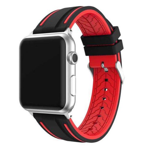 Apple Watch sportos szilikon óraszíj /fekete-piros/ 42/44/45/49 mm