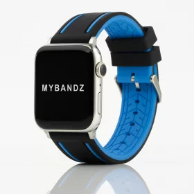   Apple Watch sportos szilikon óraszíj /fekete-kék/ 44/45/46/49 mm