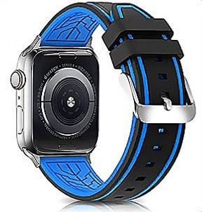 Apple Watch sportos szilikon óraszíj /fekete-kék/ 42/44/45/49 mm