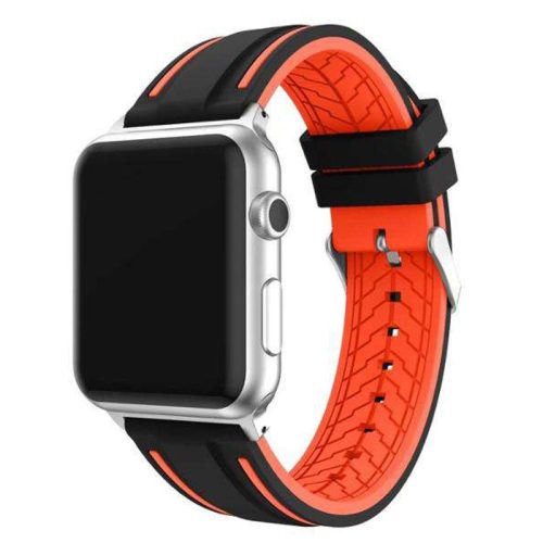 Apple Watch csatos szilikon óraszíj /fekete-narancs/ 38/40/41 mm