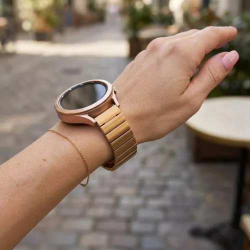 MYBANDZ Nagy láncszemes fém óraszíj - rosegold/ 22mm