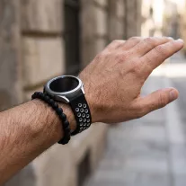 MYBANDZ Lélegző szilikon óraszíj / fekete-szürke / 22mm
