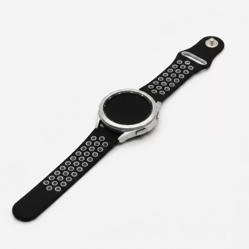 MYBANDZ Lélegző szilikon óraszíj / fekete-szürke / 22mm