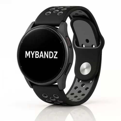 MYBANDZ Lélegző szilikon óraszíj / fekete-szürke / 22mm